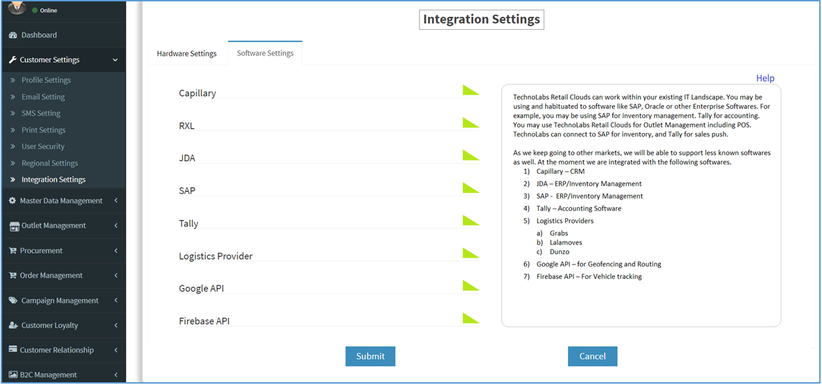 Integration Settings