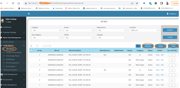 SKU Master Summary